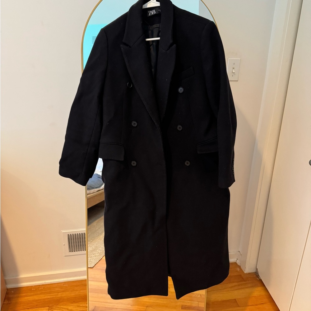Zara Classic Black Wool Coat - Picture 2 of 10